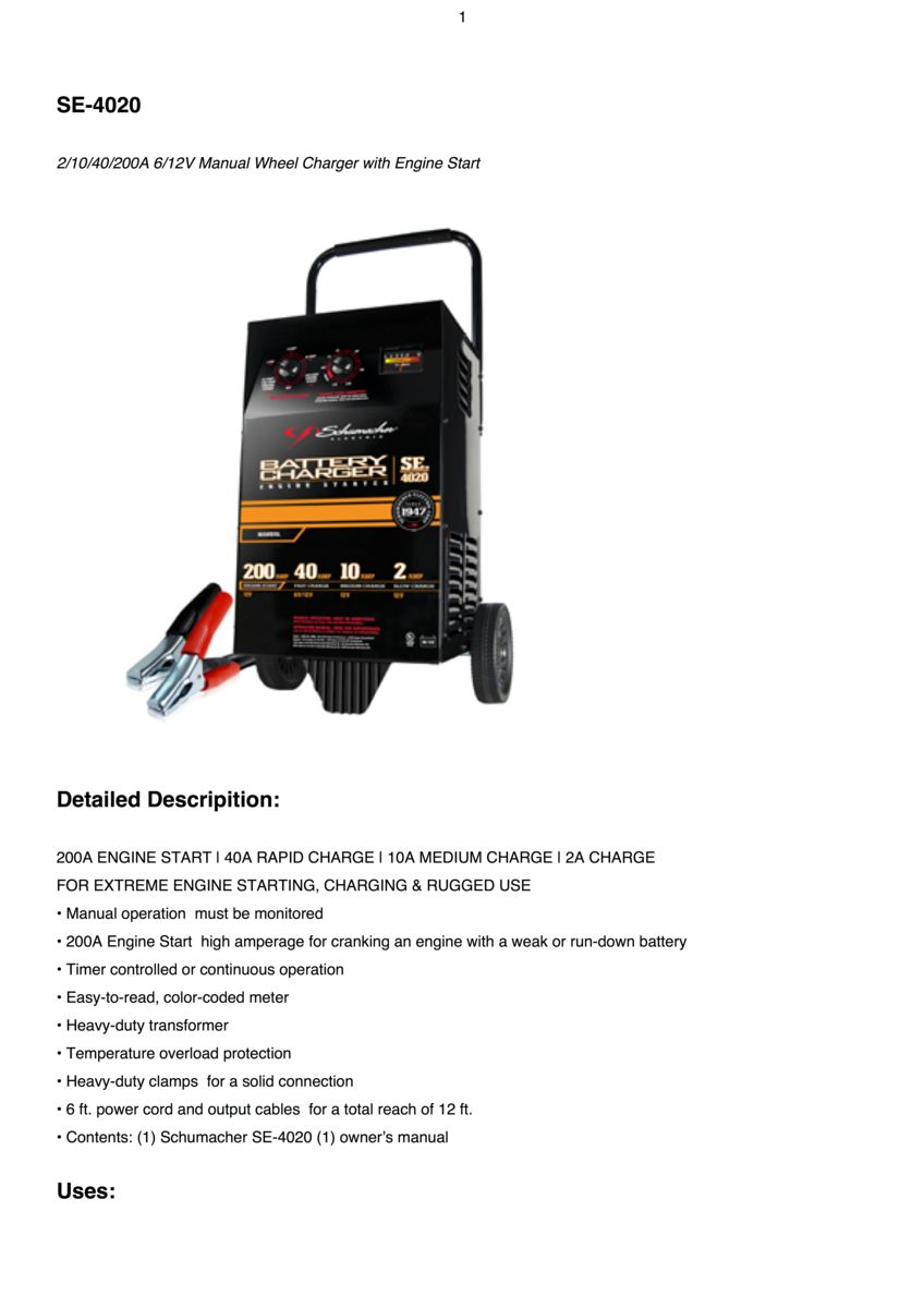 Schumacher Battery Chargers - Midstate Battery